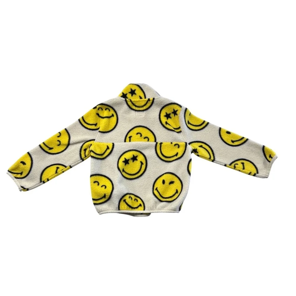 Baby Gap SmileyWorld Fleece Pullover Kids 5T Yellow Smiley Face Snap Mock Neck